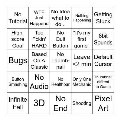Game Jam Bingo Card