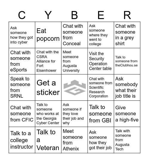 Cyber Georgia STEMfest Bingo Card