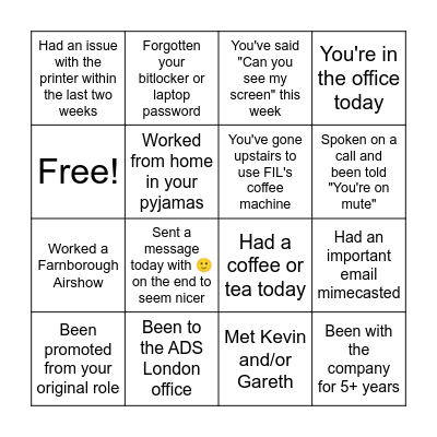 Our Bingo Card