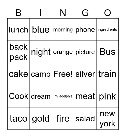 ASL Bingo Card