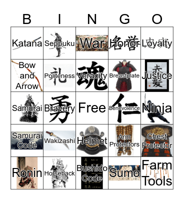 The Samurai Bingo Card