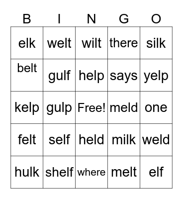 End Blends Bingo Card