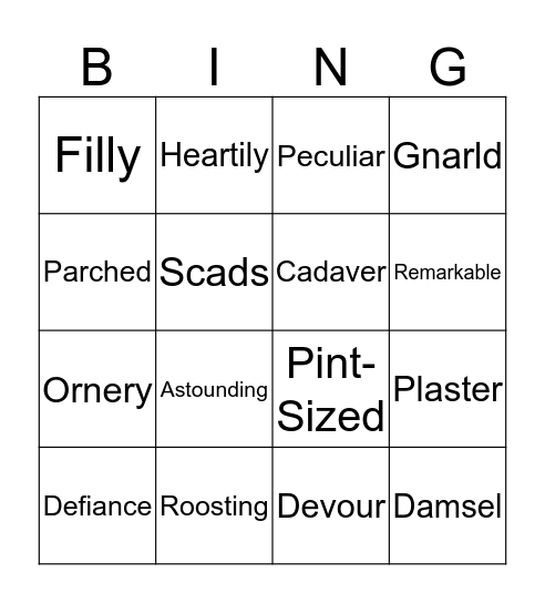 Vocabulary-Bingo Card