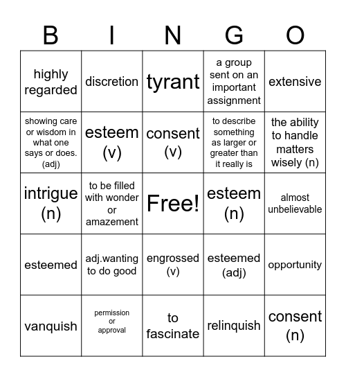 Wordly Wise Unit 14 Bingo Card