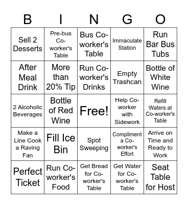 Server Contest Bingo Card
