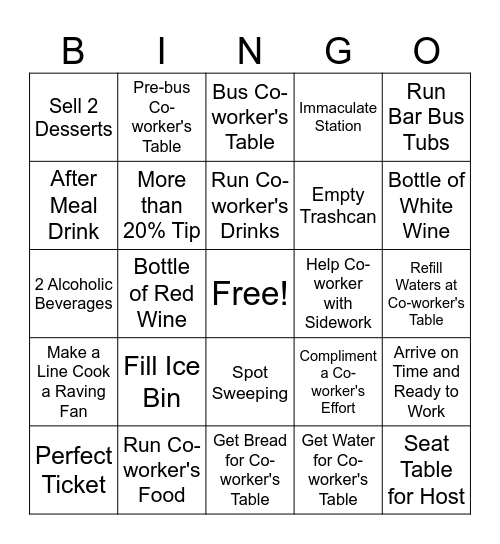 Server Contest Bingo Card