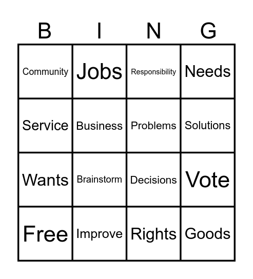 Vote Bingo! Bingo Card