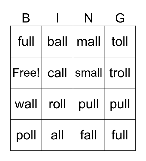 Lesson 43 Bingo Card