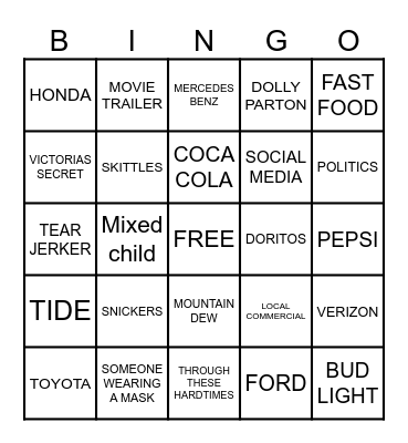 Super Bowl 58 Bingo Card