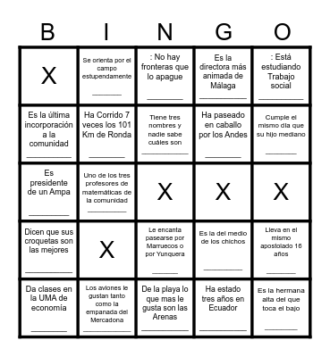 Bingo comunitario Ave María Bingo Card