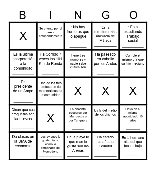 Bingo comunitario Ave María Bingo Card