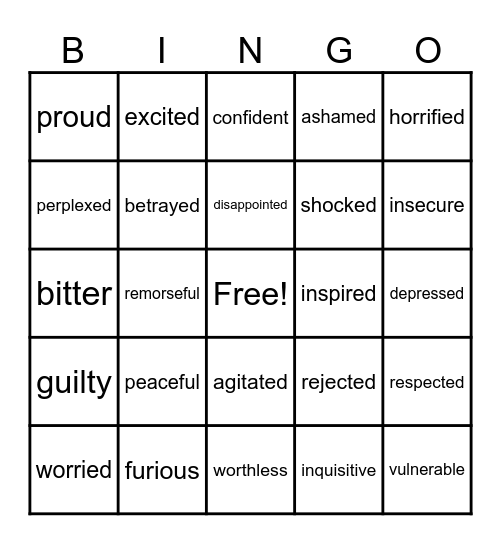 Emotions BINGO 2.0 Bingo Card