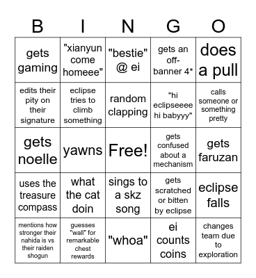 shuoxings stream Bingo Card
