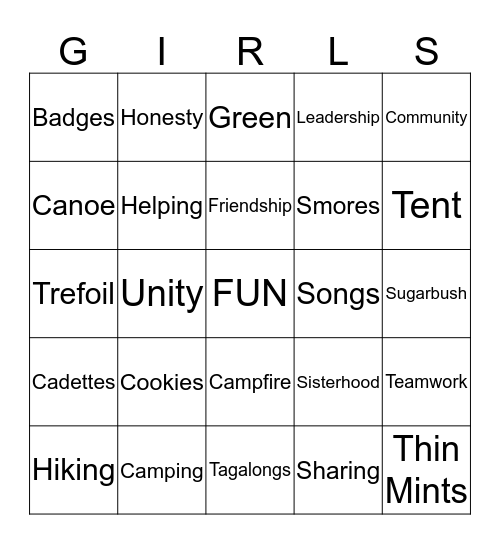 Girl Scout BINGO Card