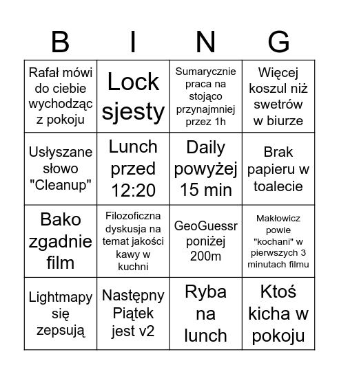 🐶 Jamnicze Bingo 🐶 Bingo Card