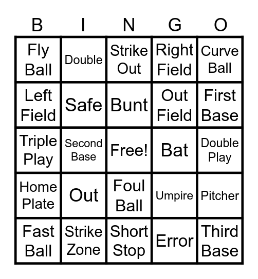 Softball Bingo! Bingo Card