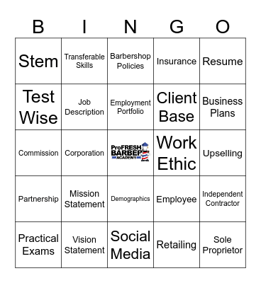 Barber Business Bingo Card