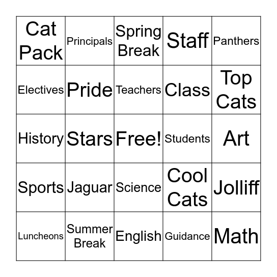 Jolliff Bingo Card