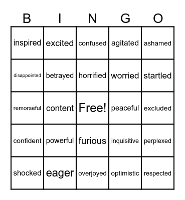 Emotions BINGO 2.0 Bingo Card