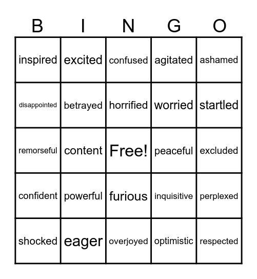 Emotions BINGO 2.0 Bingo Card