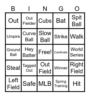 Softball Bingo! Bingo Card