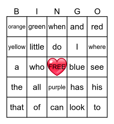 Valentine's Bingo Card