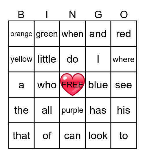 Valentine's Bingo Card