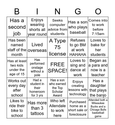 Find Someon Who  Bingo Card