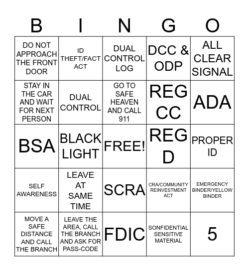 AUDIT REVIEW Bingo Card