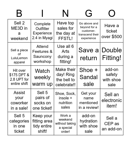 Fleet Feet February BINGO! Bingo Card