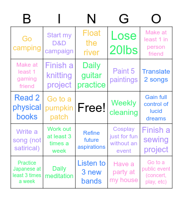 Personal 2024 Bingo Card