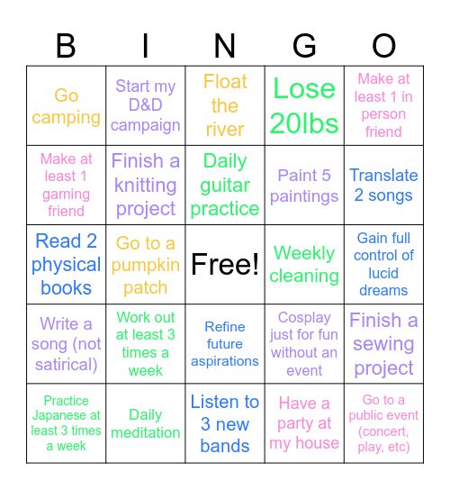 Personal 2024 Bingo Card