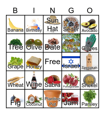 Tu B'Shvat Seder Bingo Card