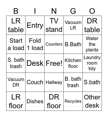 Cleaning Bingo Card