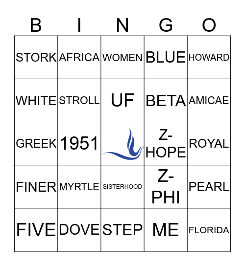 ZETA PHI BINGO!!!!!! Bingo Card