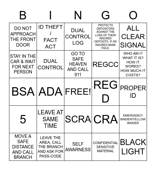 AUDIT REVIEW Bingo Card