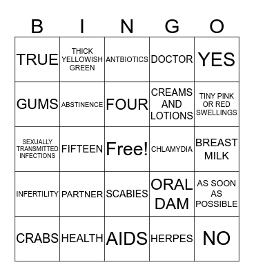 STIs Bingo Card