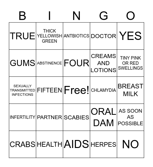 STIs Bingo Card