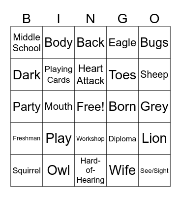 Vocabulary 1-6 Bingo Card