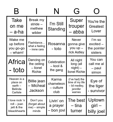 Muziekbingo Card