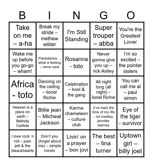 Muziekbingo Card