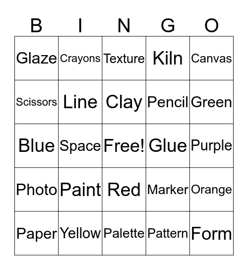 Art Bingo Card