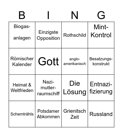 Rüdis Bullshitbingo Card