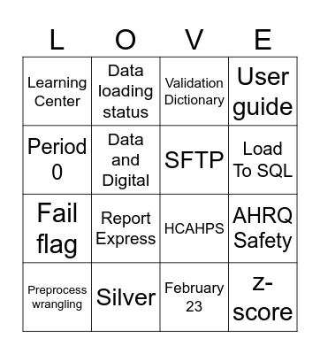 BDP Bingo Card