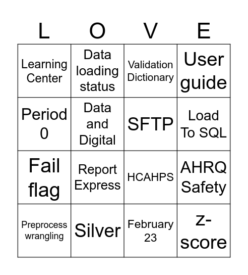BDP Bingo Card