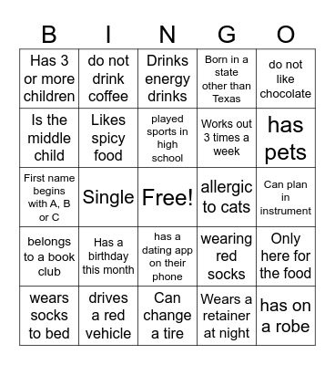 Find someone who Bingo Card