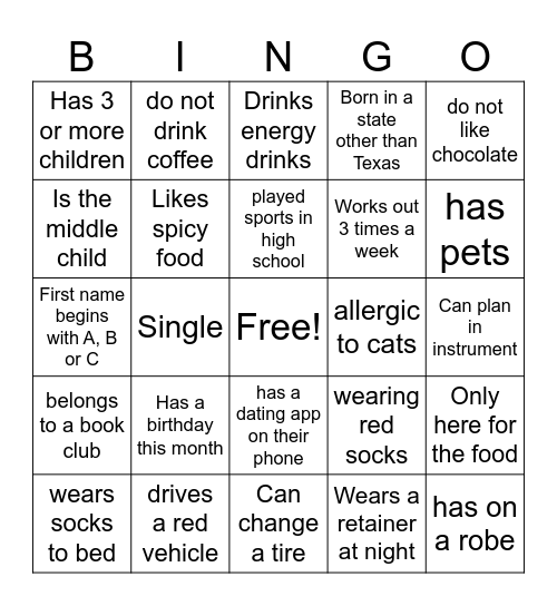 Find someone who Bingo Card