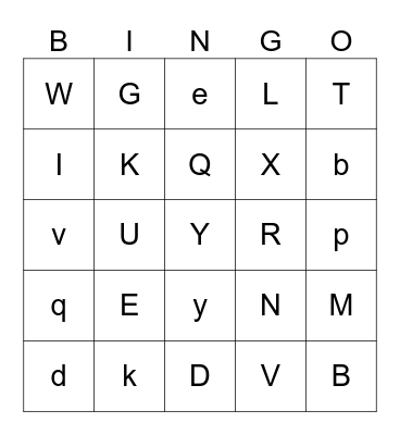 Alphabet Bingo Card