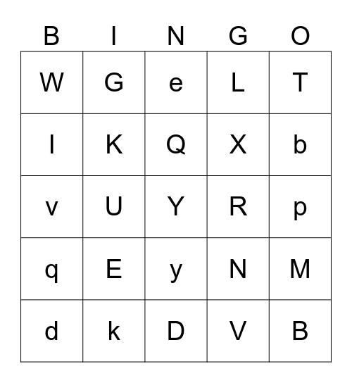 Alphabet Bingo Card