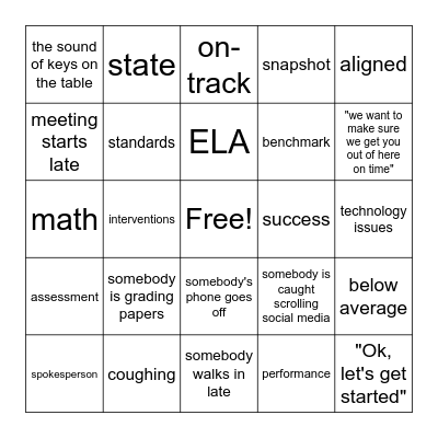 AYP Presentation Bingo Card